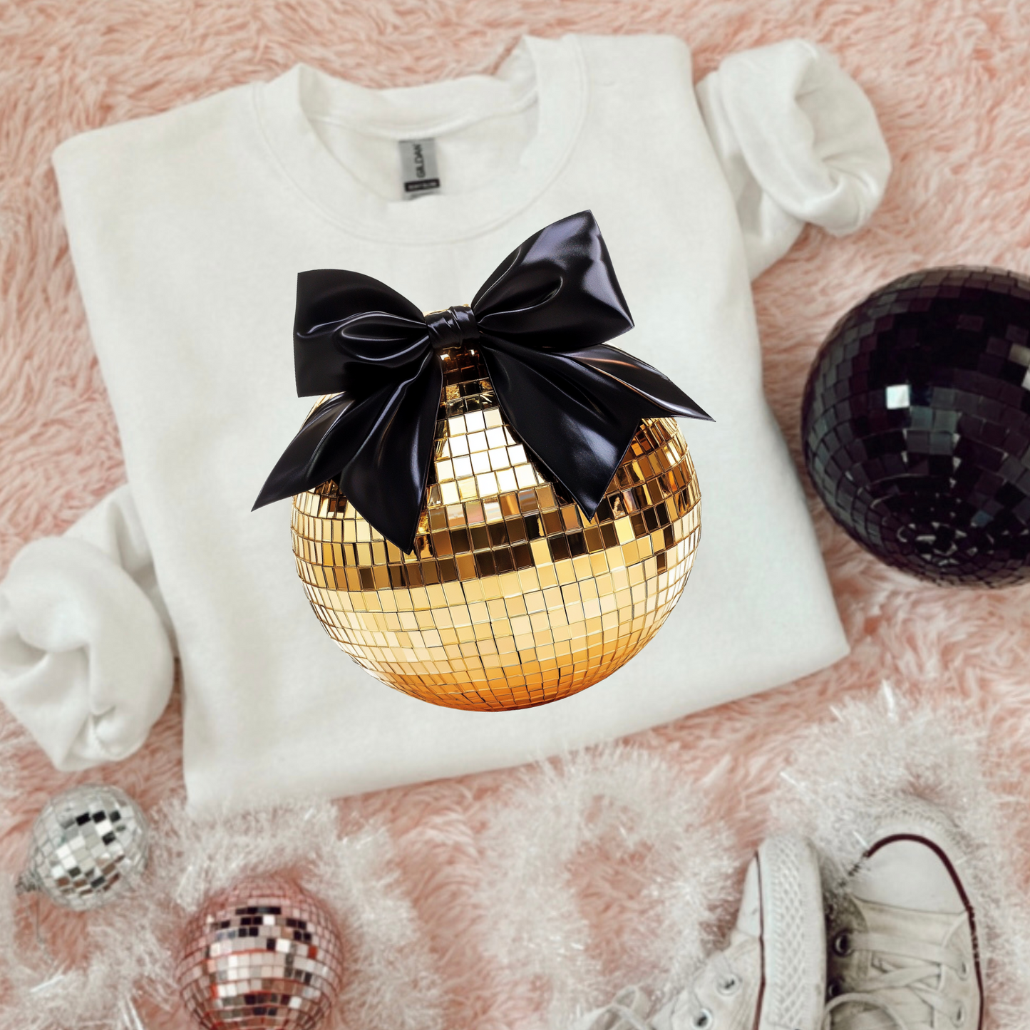 Gold Sequin Disco Coquette New Years DTF Transfer