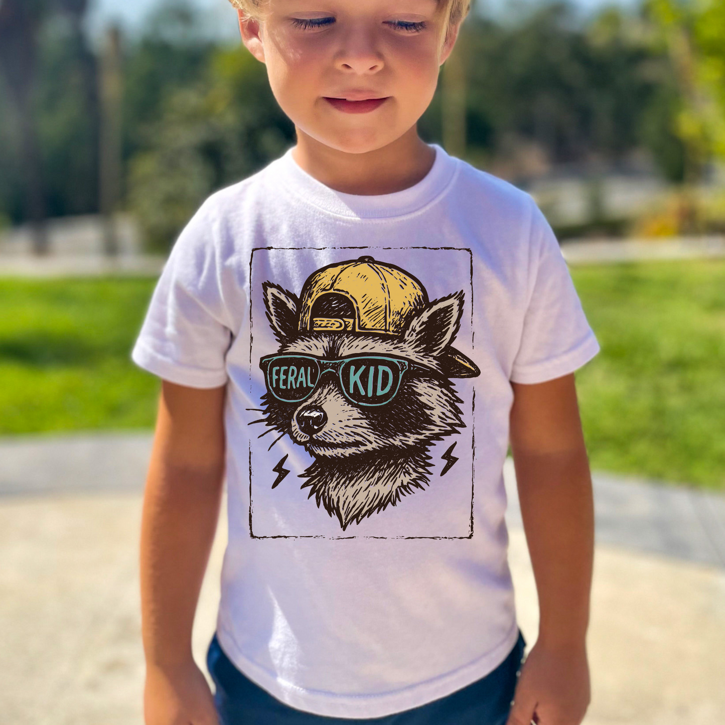 Feral Kid Racoon Toddler/Youth Film Screen Print Transfer