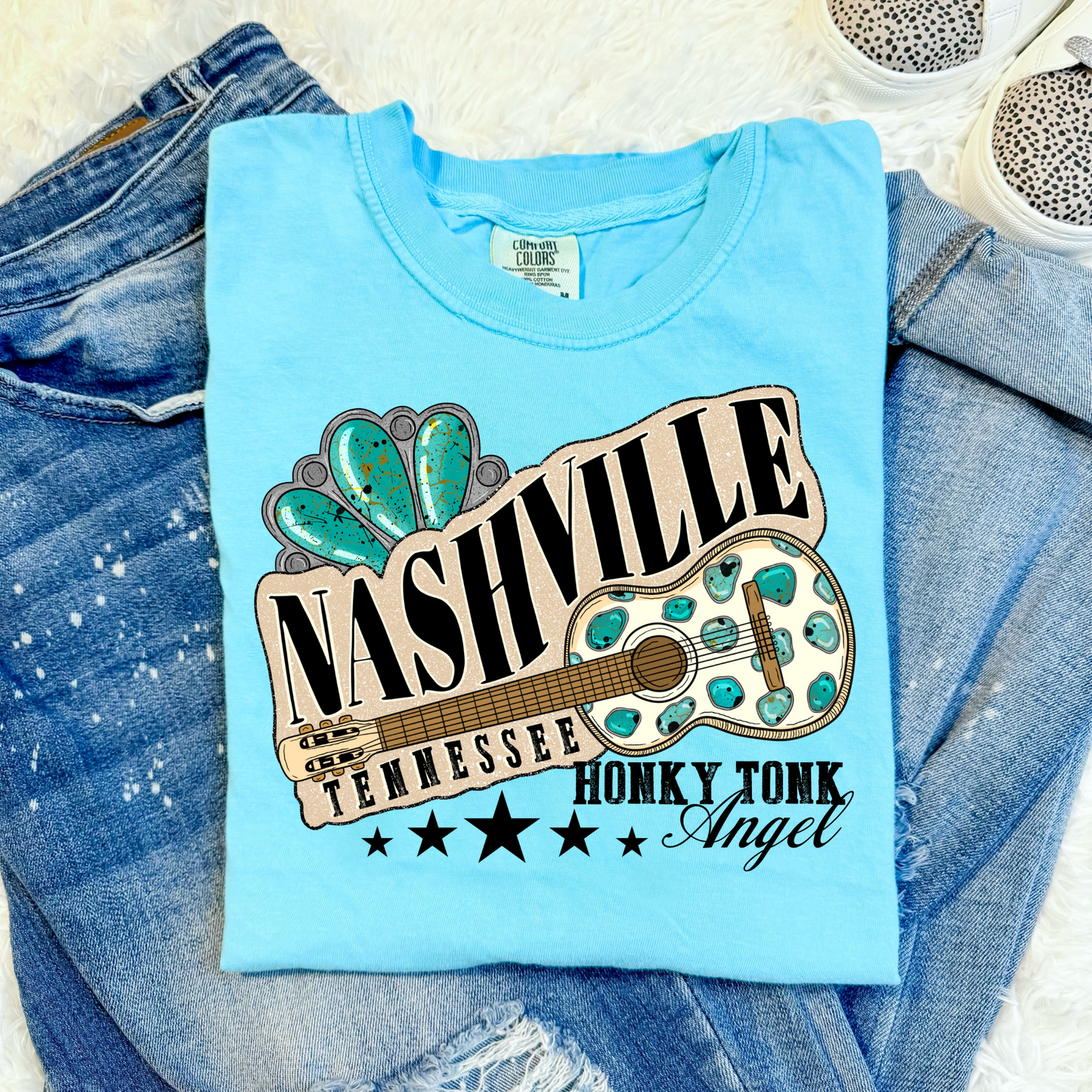 Nashville TN Honky Tonk Angel Western DTF Transfer