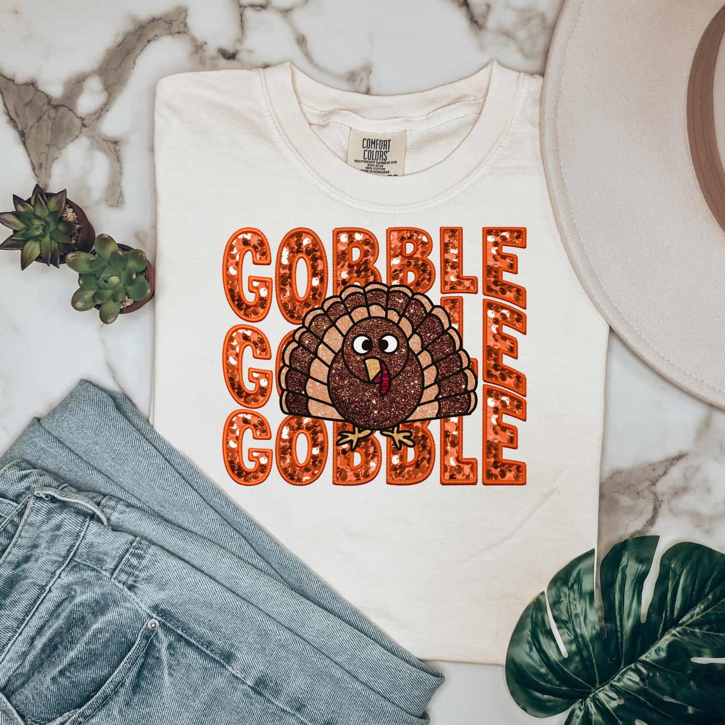 Gobble Gobble Faux Sequin DTF Transfer