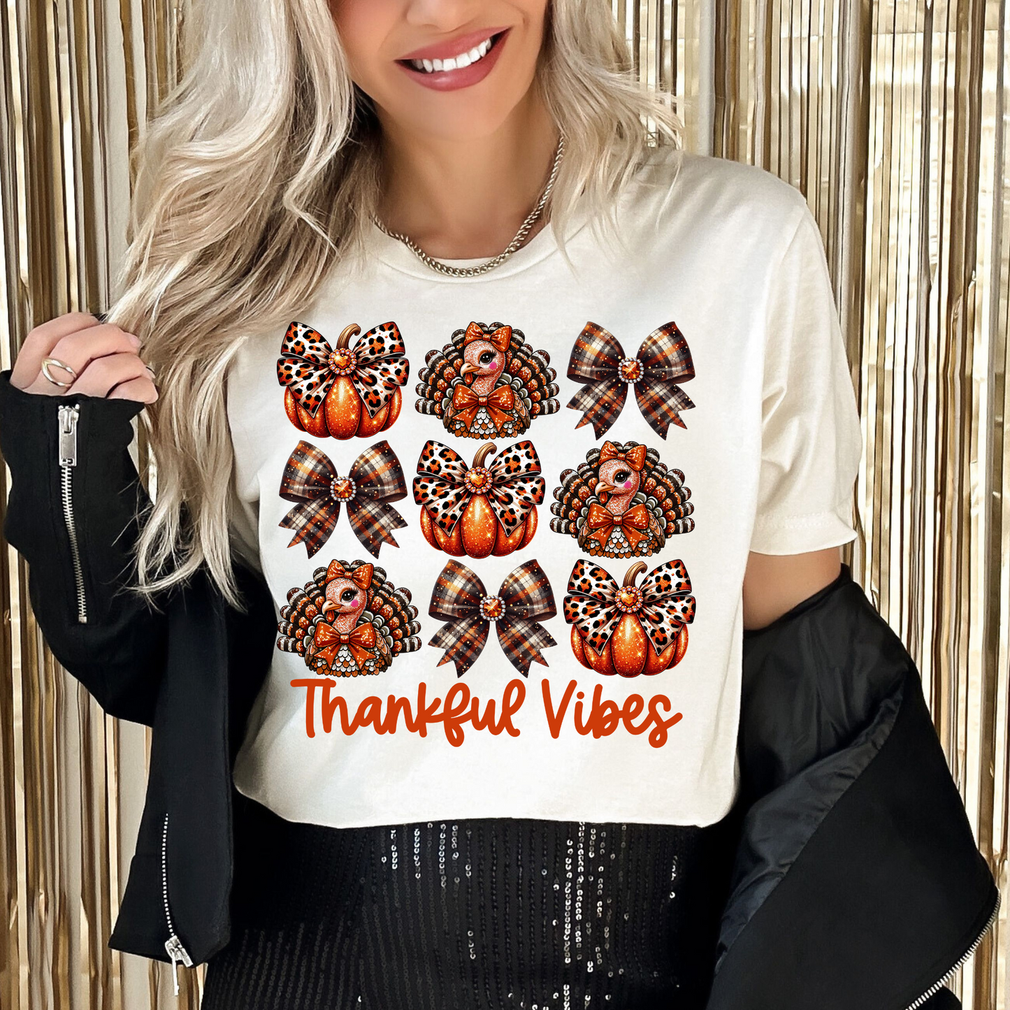 Thankful Vibes Checkered DTF Transfer