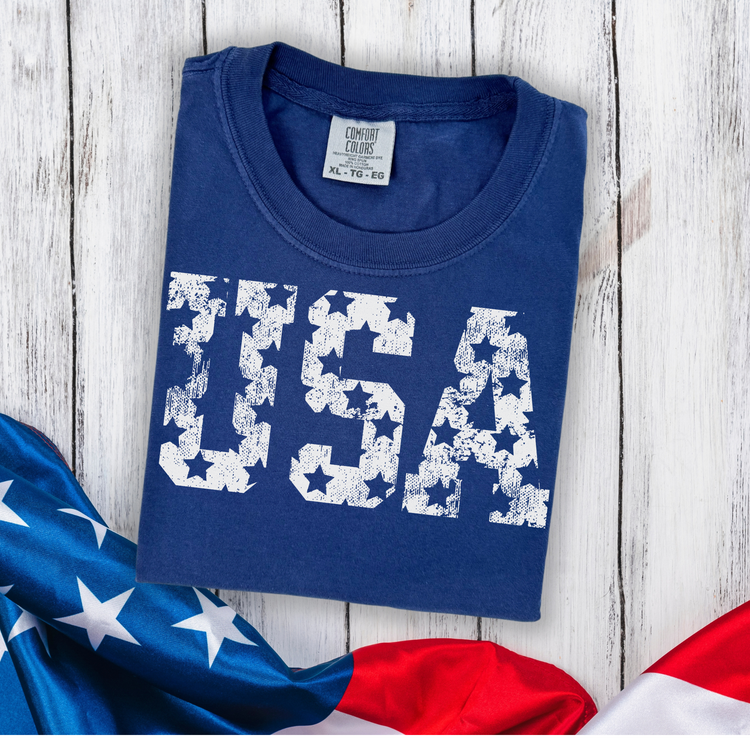 USA Distressed Stars Screen Print Transfer