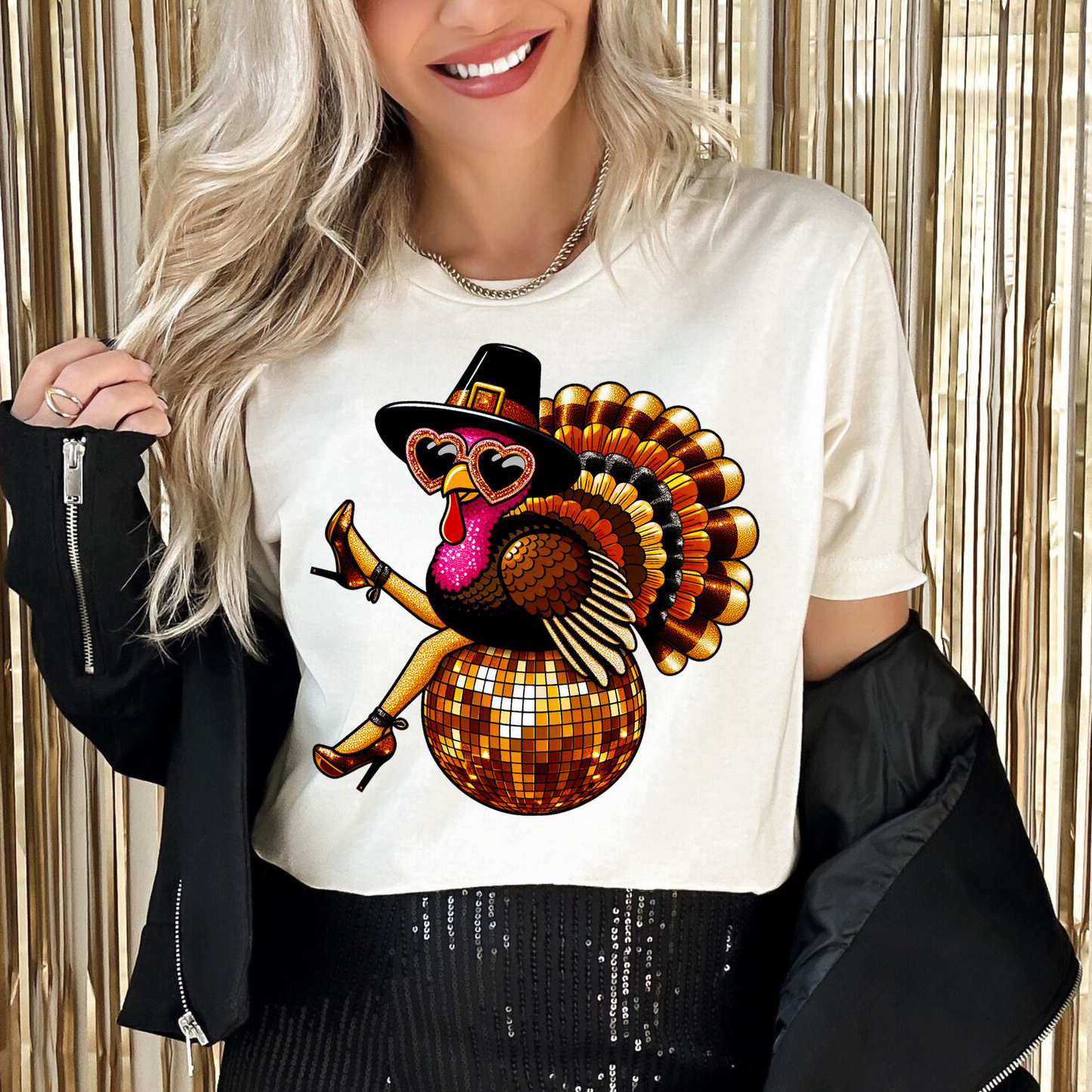 Disco Turkey Thanksgiving DTF Transfer