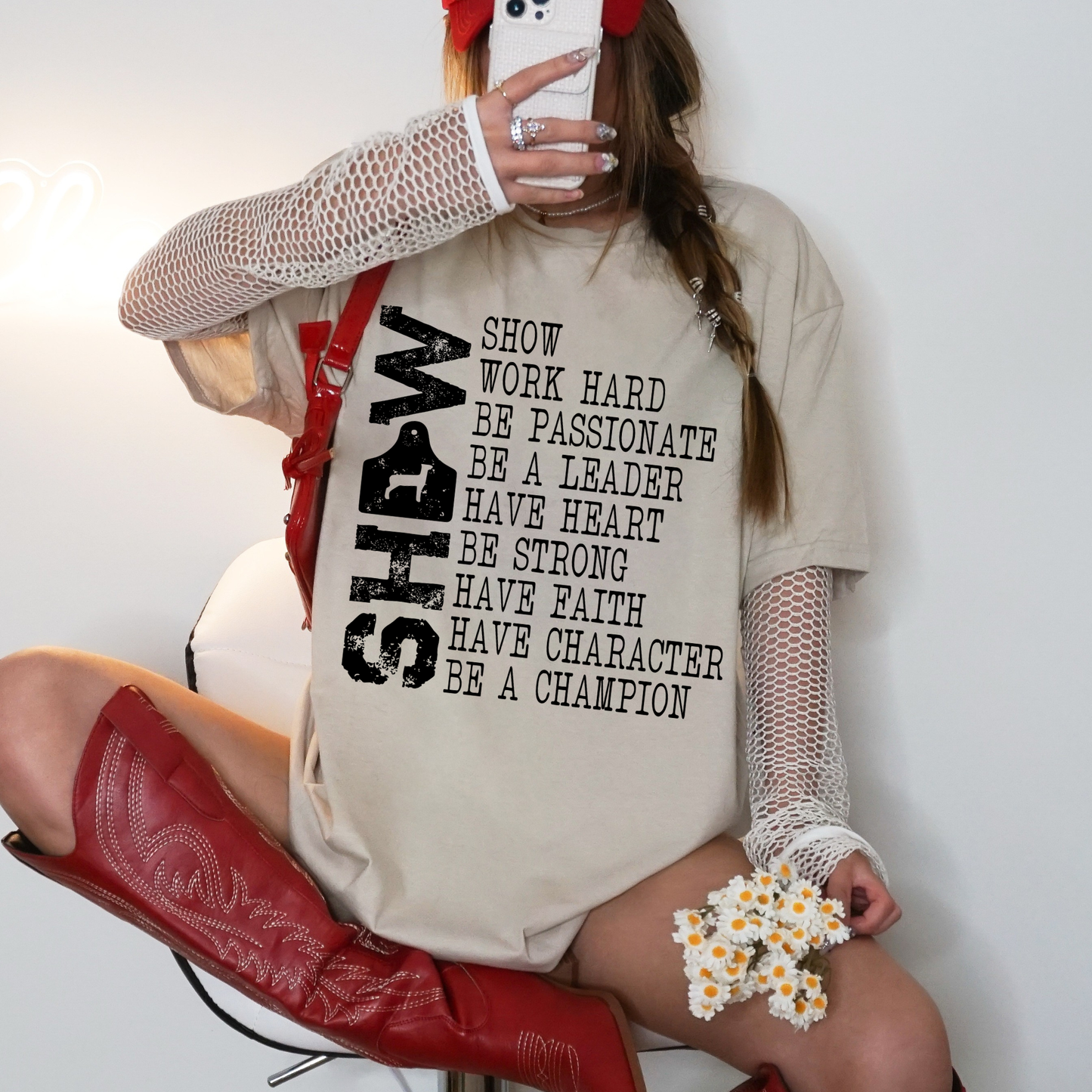 Sheep/Lamb Showing Western Single Color Screen Print Transfer