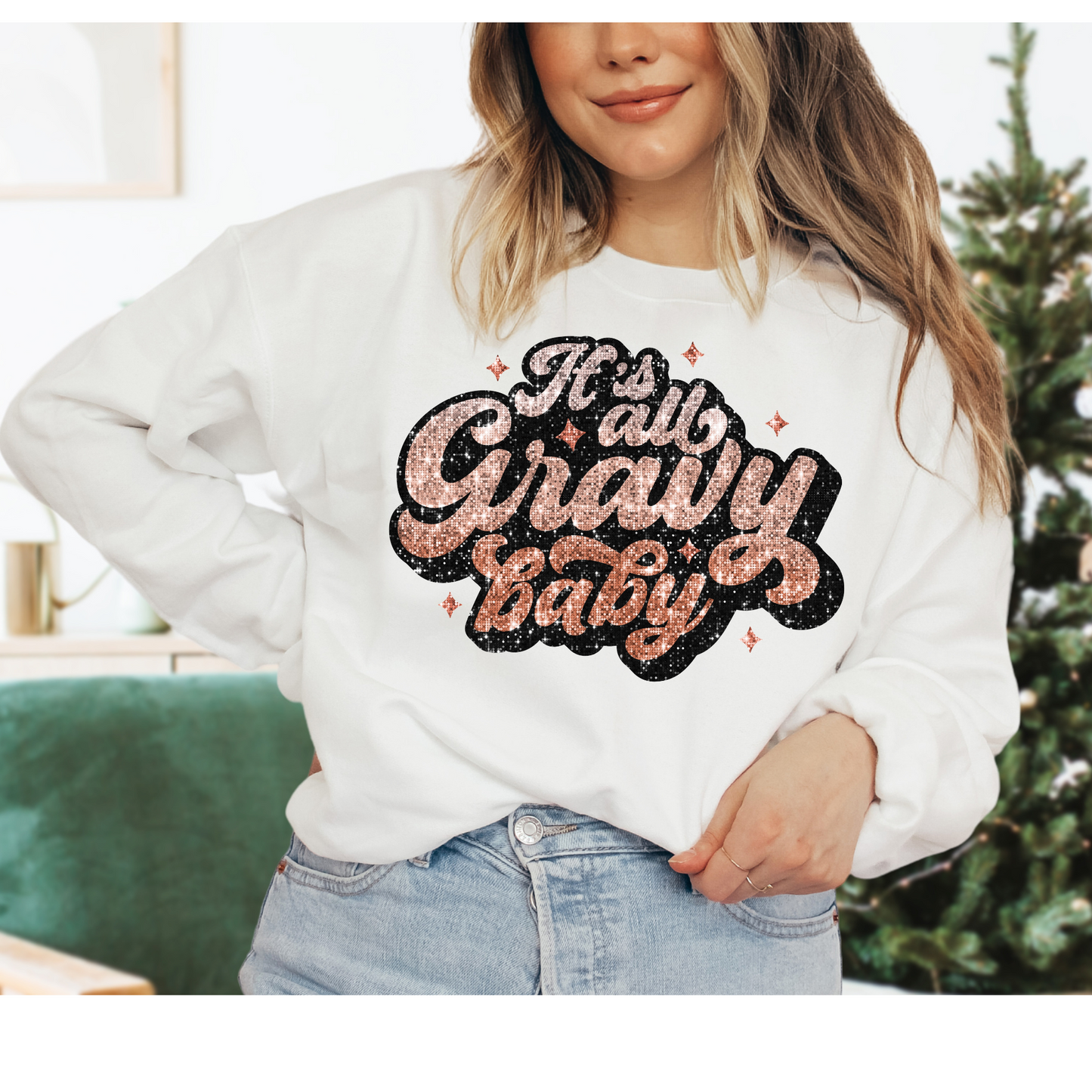 It's All Gravy Baby Faux Sequin DTF Transfer