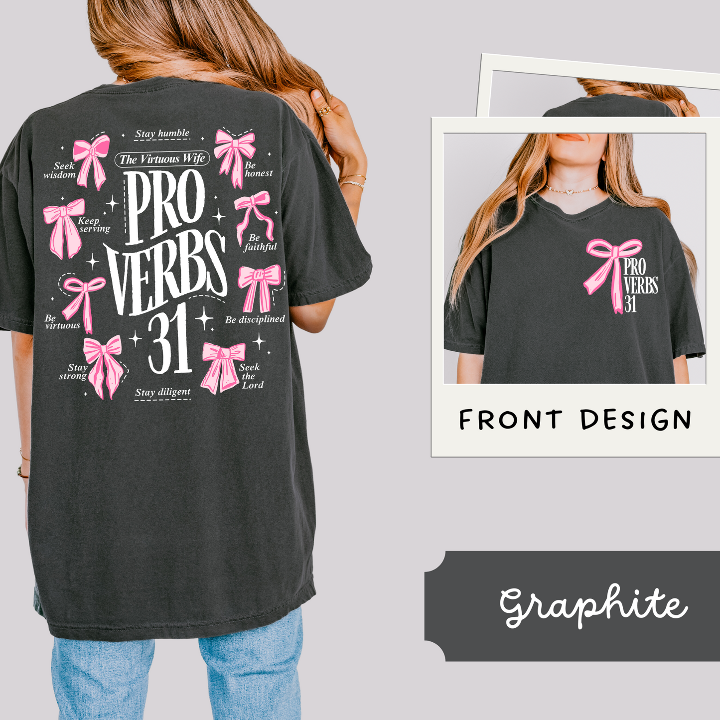 Proverbs 31 Stay Humble Faith DTF Transfer (Includes Pocket + Full Back)