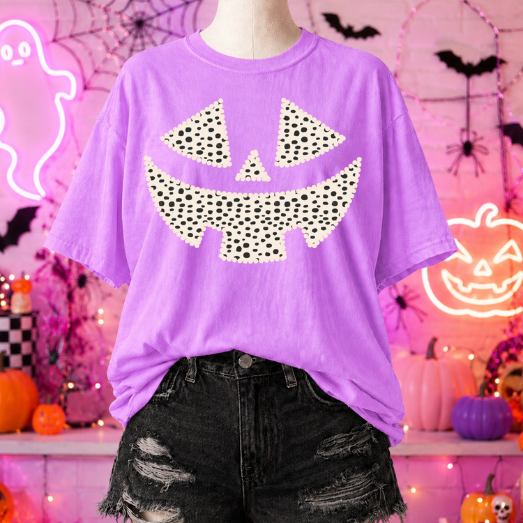 Polka Dot Pumpkin Face DTF Transfer