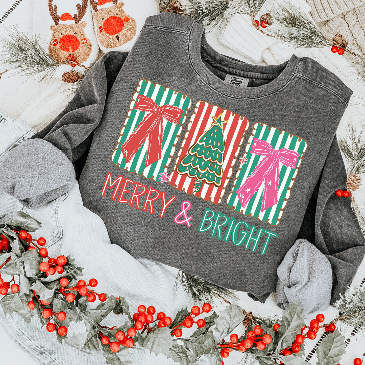 Merry & Bright Doodles Clear Film Screen Print Transfer