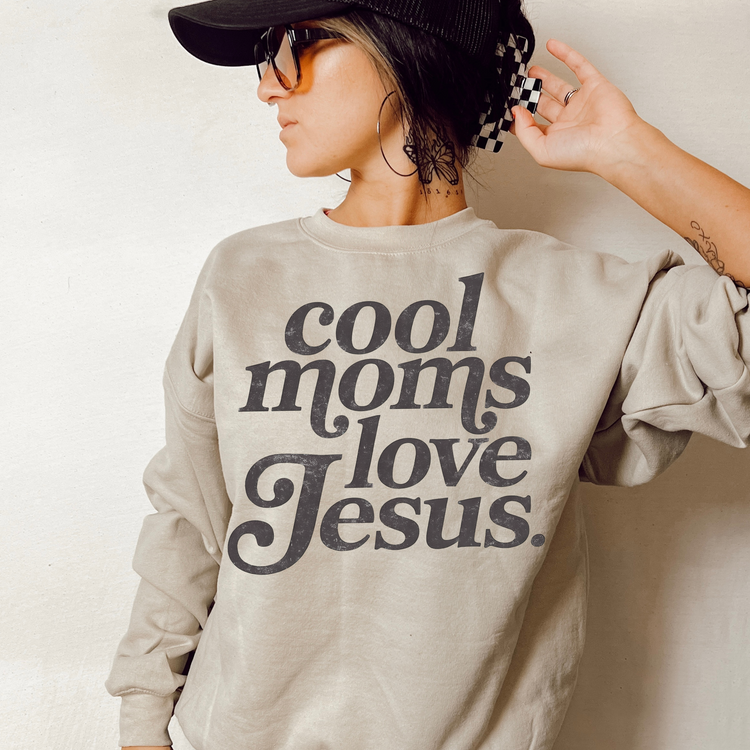 Cool Moms Love Jesus Single Color Screen Print Transfer