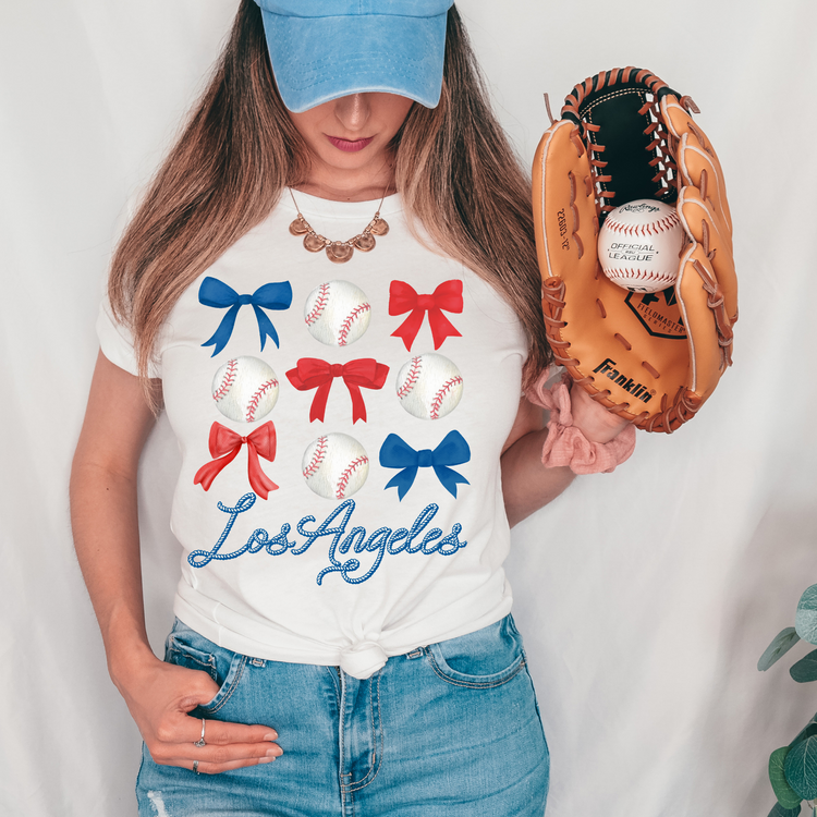 Los Angeles Blue and Red Baseball DTF Transfer