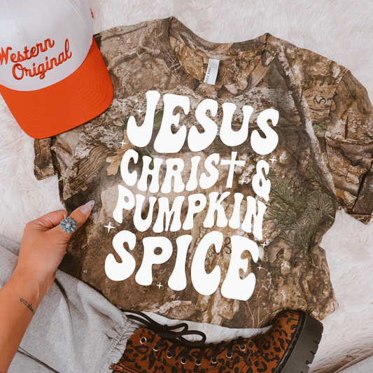 Jesus Christ & Pumpkin Spice Fall Faith DTF Transfer