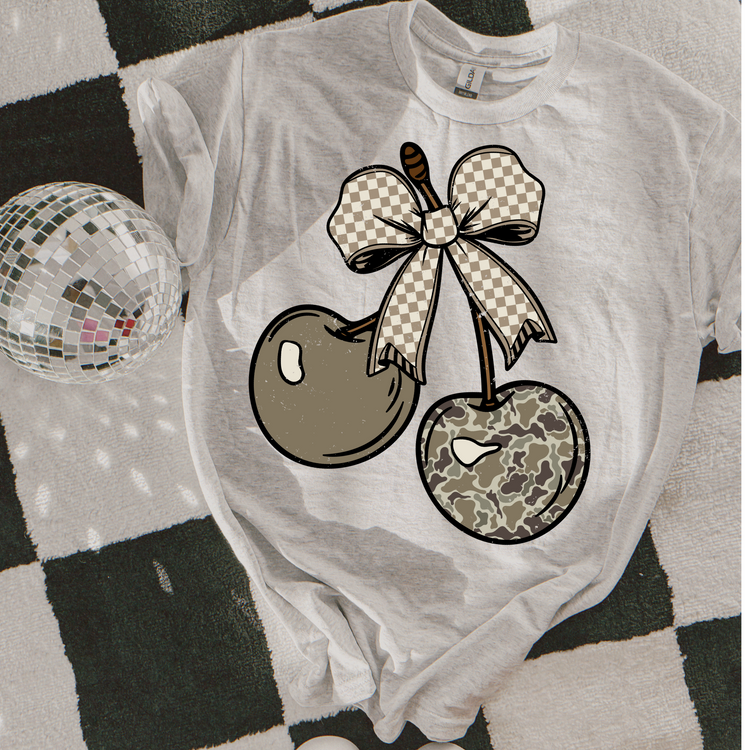 Camo Checkered Cherry Clear Film Screen Print Transfer