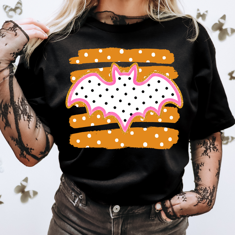 Orange Polka Dot Animal Cookie Bat Halloween DTF Transfer