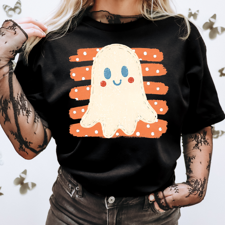 Polka Dot Ghost Striped Halloween DTF Transfer