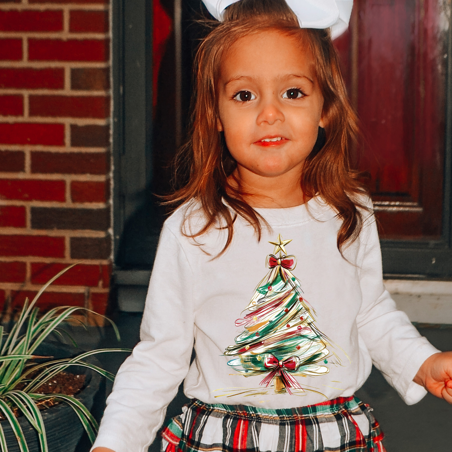 Glitter Scribble Christmas Tree Toddler/Youth Clear Film Screen Print Transfer