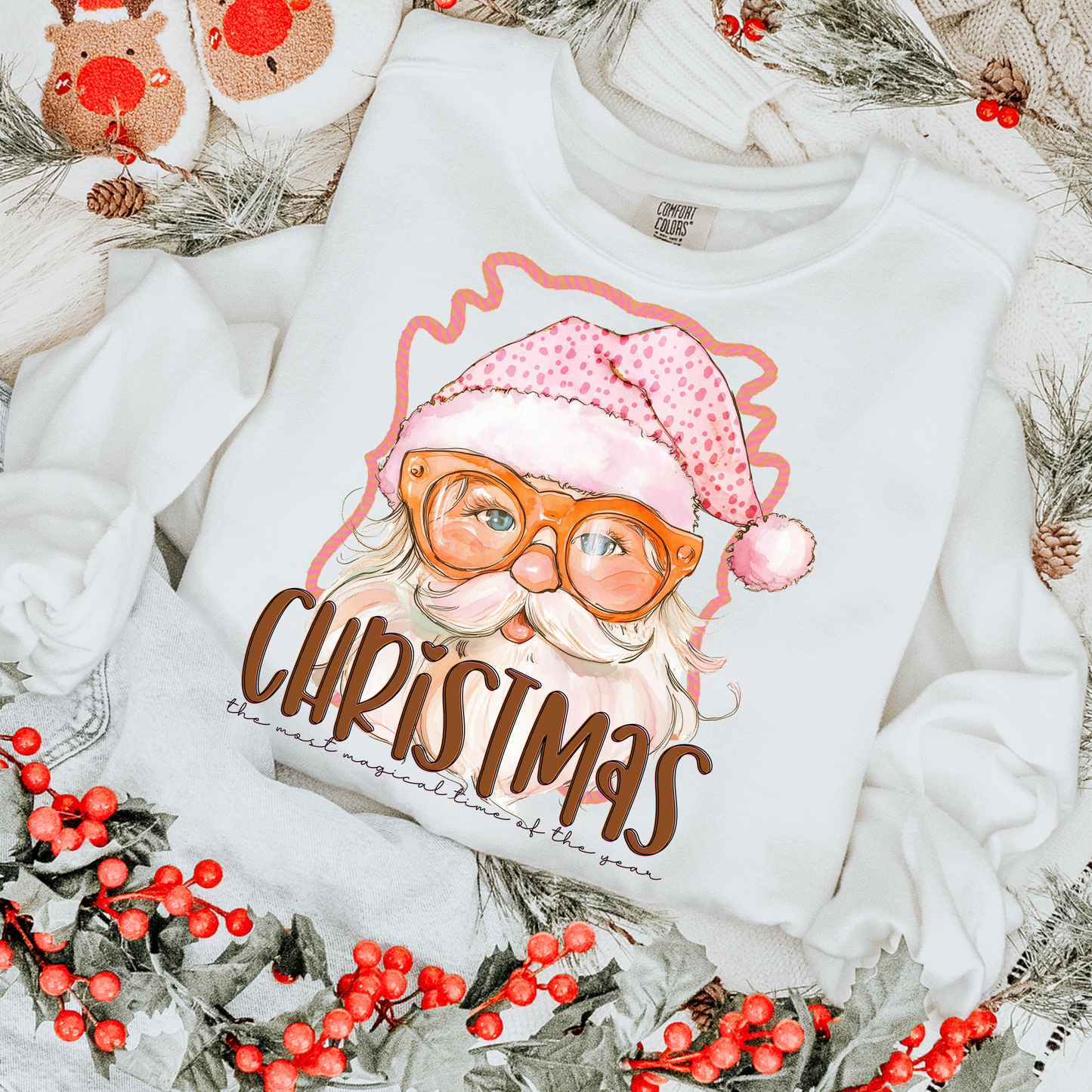 Hippie Santa with Glasses Christmas DTF Transfer