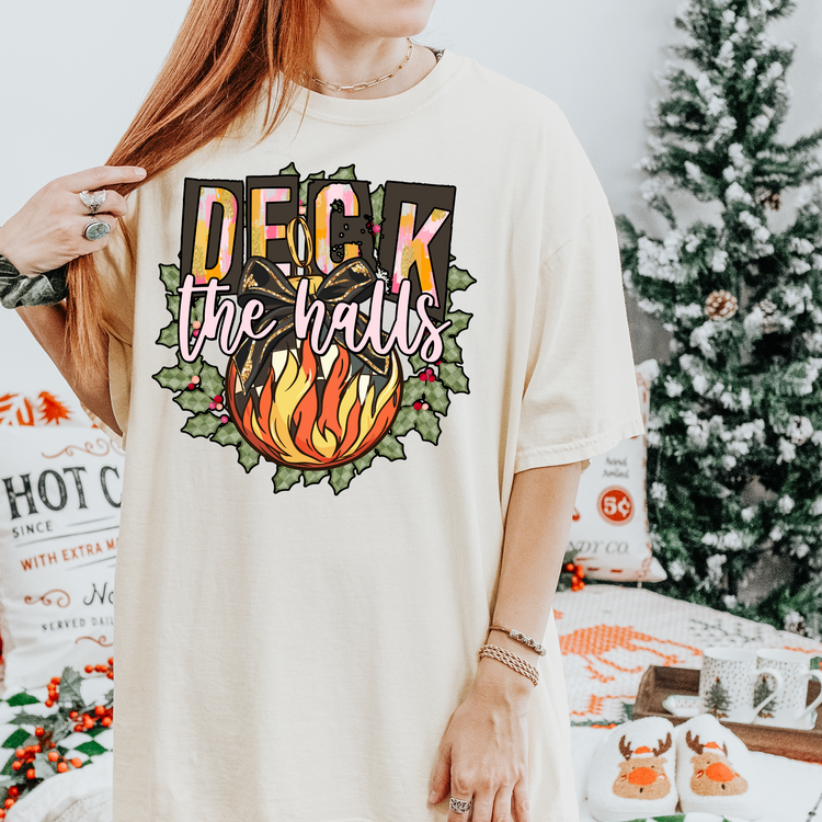Deck the Halls Brushstroke Pink DTF Transfer