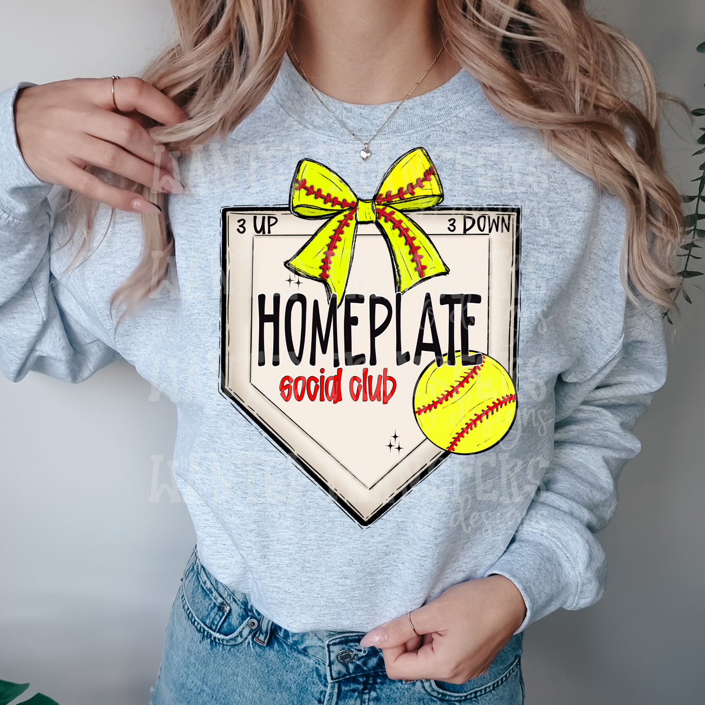 Softball Bow Homeplate Social Club Exclusive Sublimation Transfer