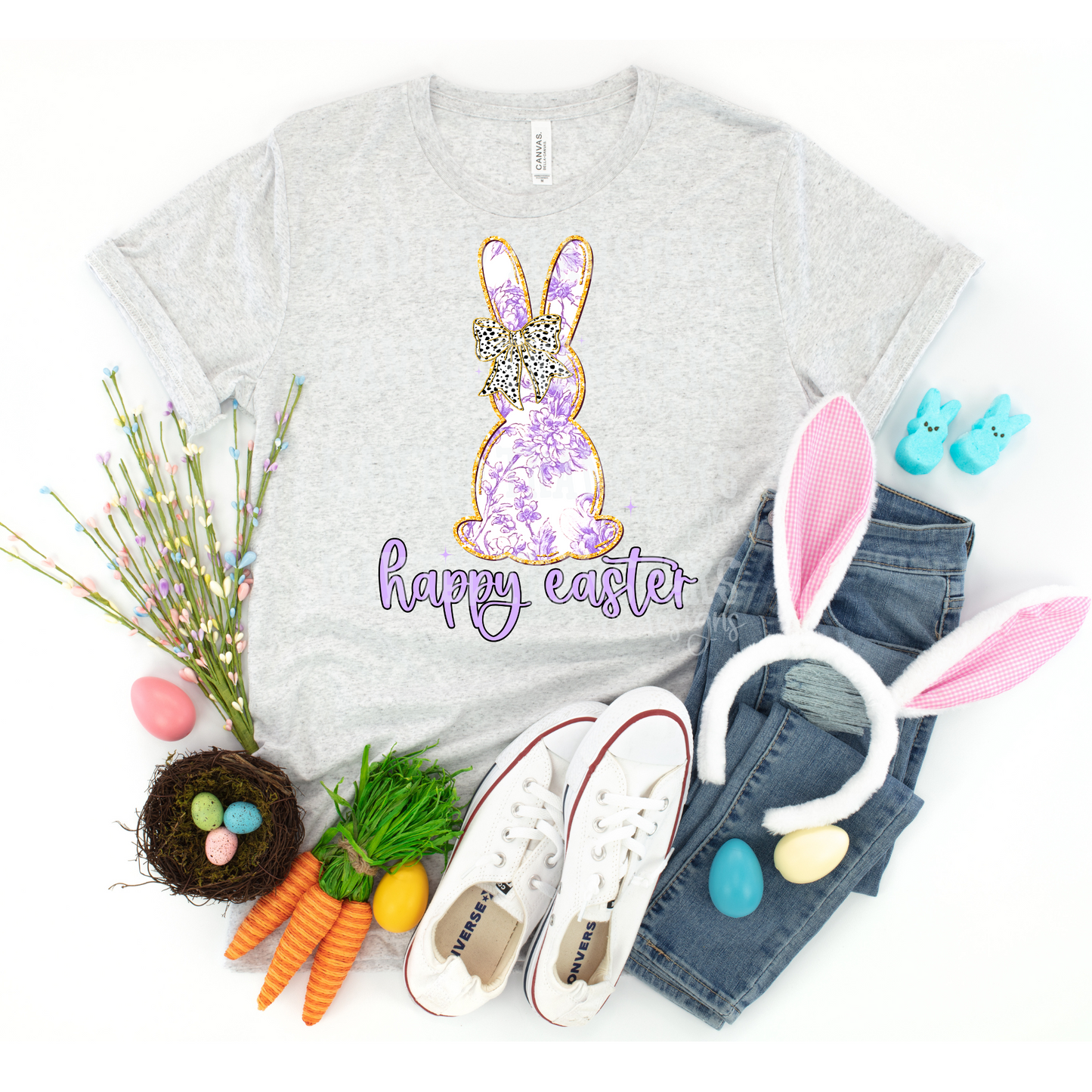 Purple Floral Easter Bunny Exclusive Sublimation Transfer
