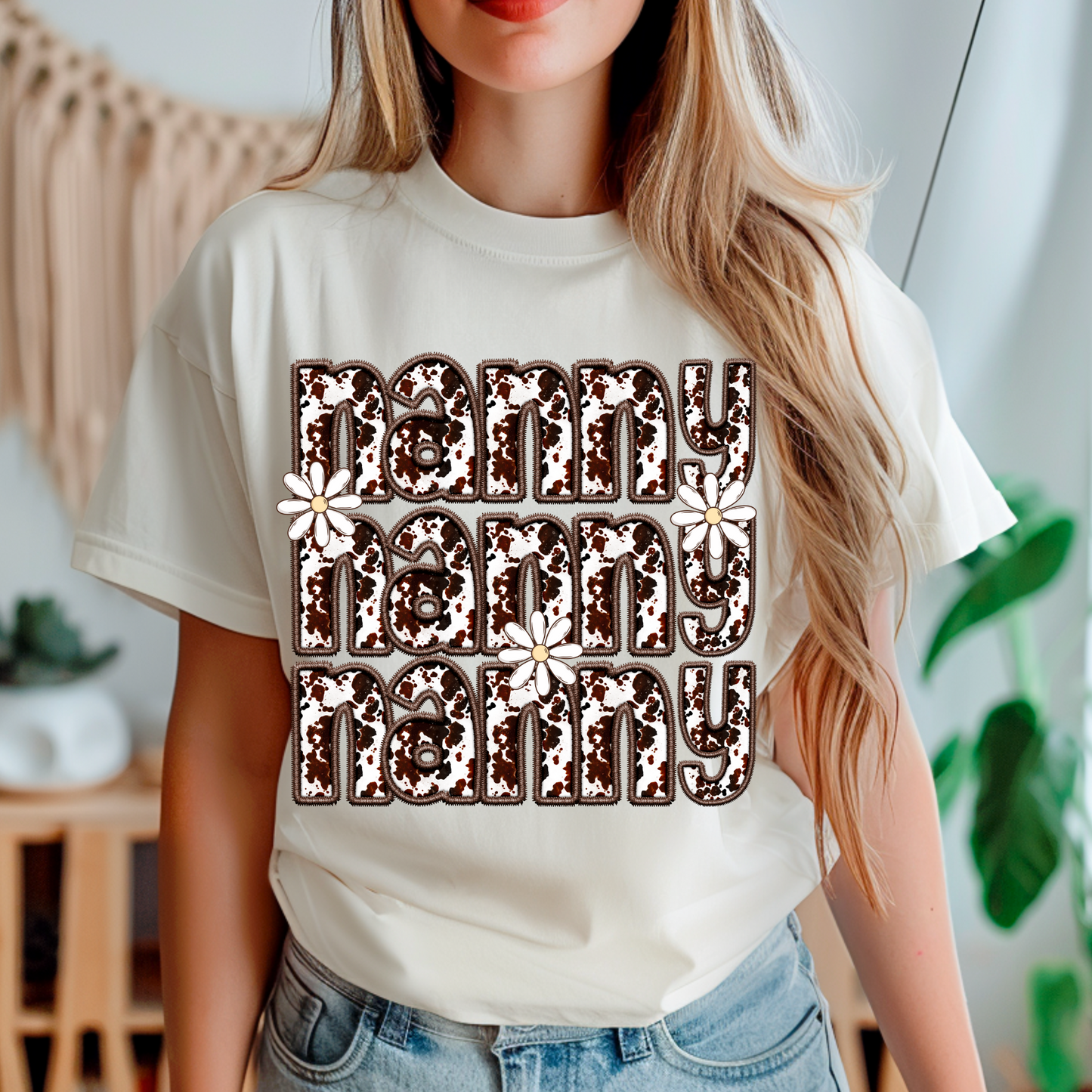 Nanny Cowhide Faux Embroidery DTF Transfer