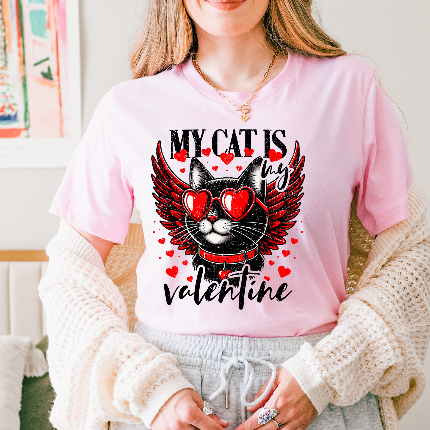 My Cat is my Valentine's DTF Transfer