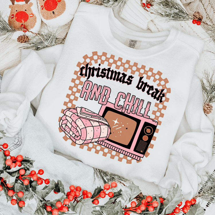 Retro Christmas Break and Chill Pink Christmas DTF Transfer