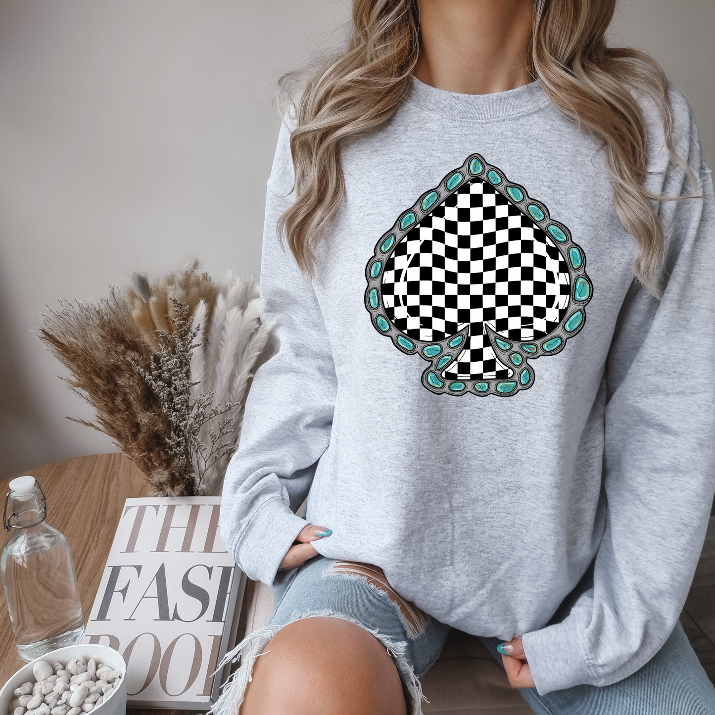 Checkered Spade Western DTF Transfer