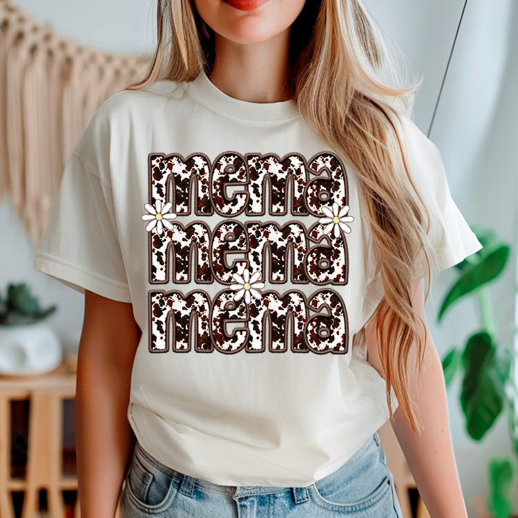 Mema Cowhide Faux Embroidery DTF Transfer