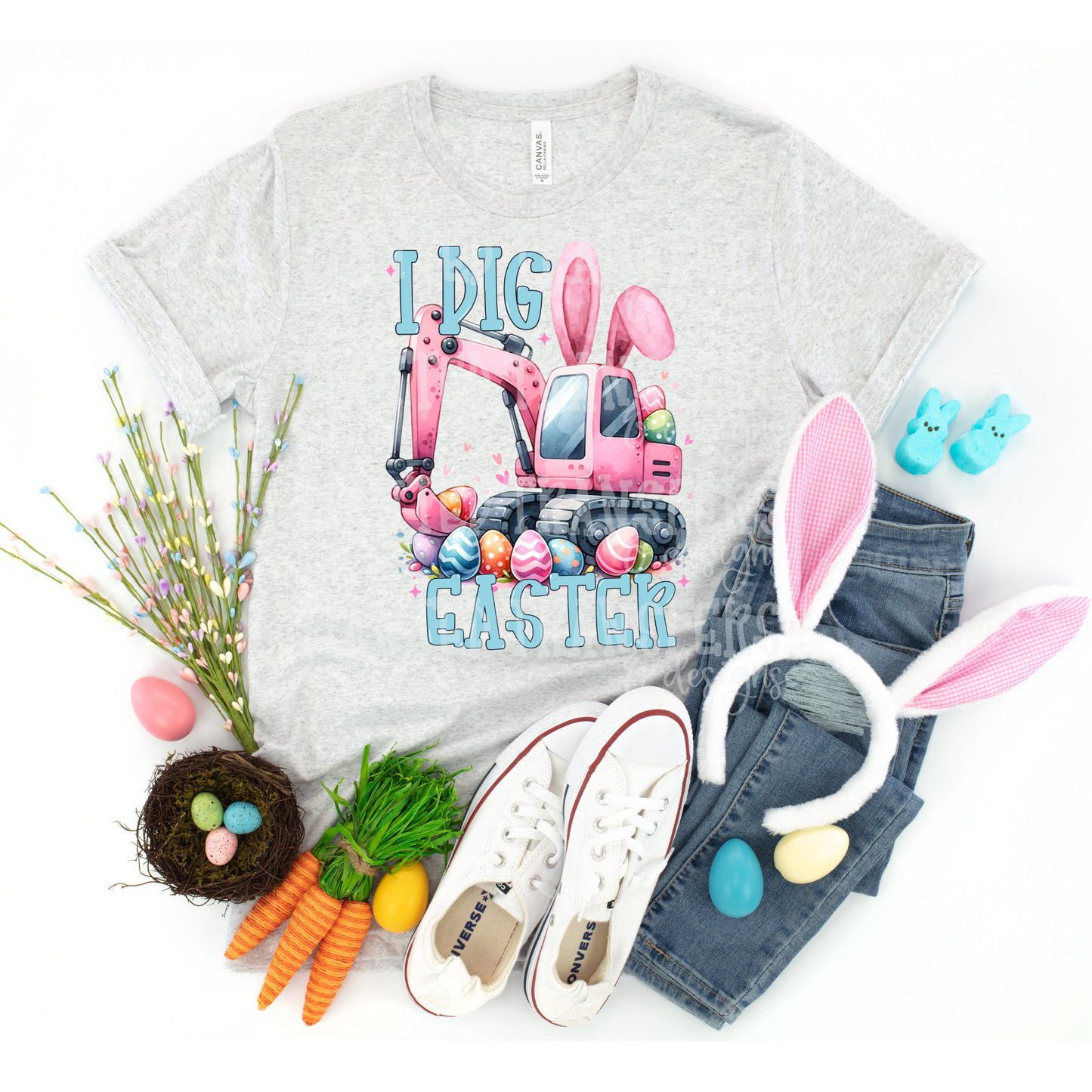 I Dig Easter Pink Excavator Exclusive Sublimation Transfer