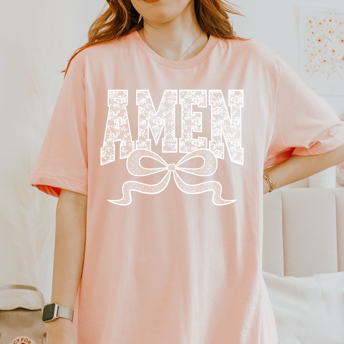 Lace Amen White DTF Transfer