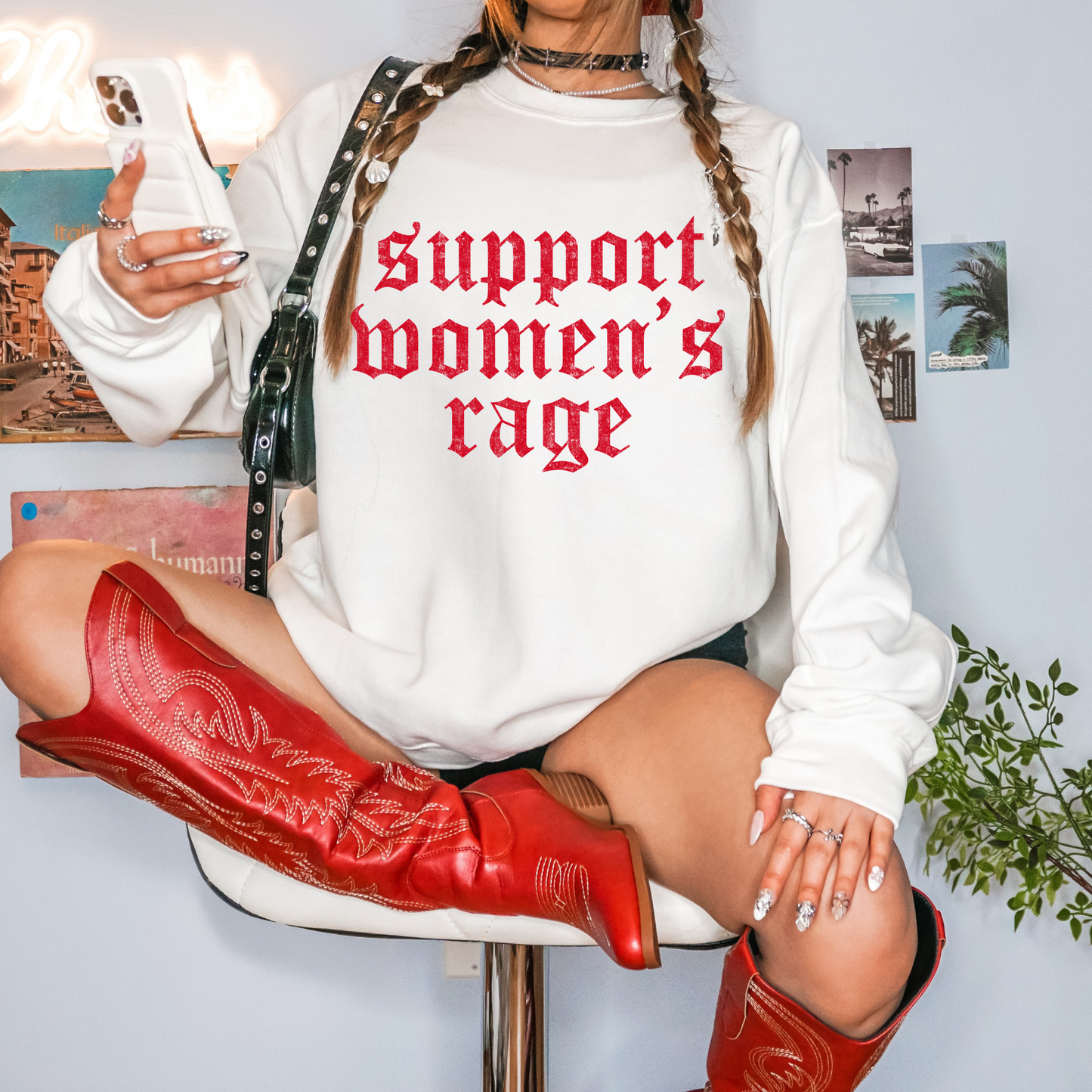 Support Women's Rage Red DTF Transfer