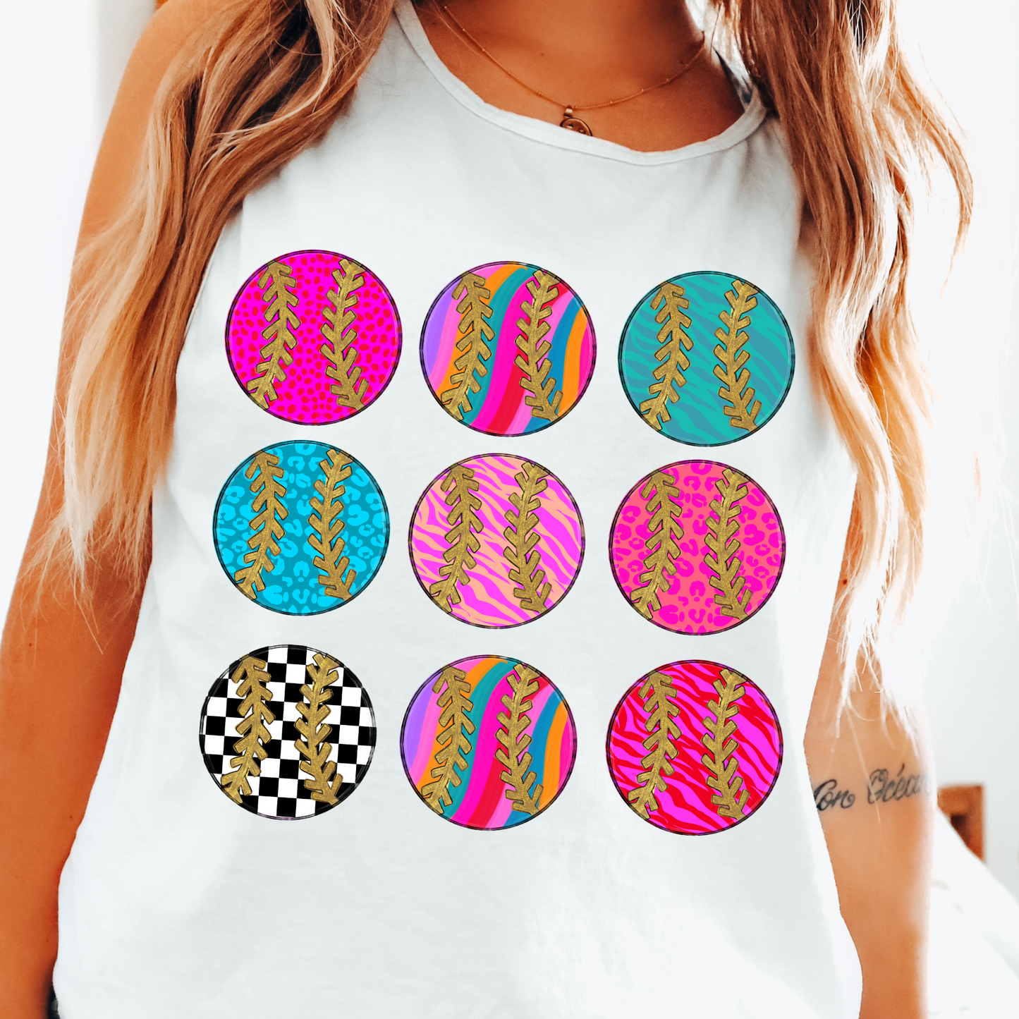 Neon Brushstroke Baseball Variety DTF Transfer