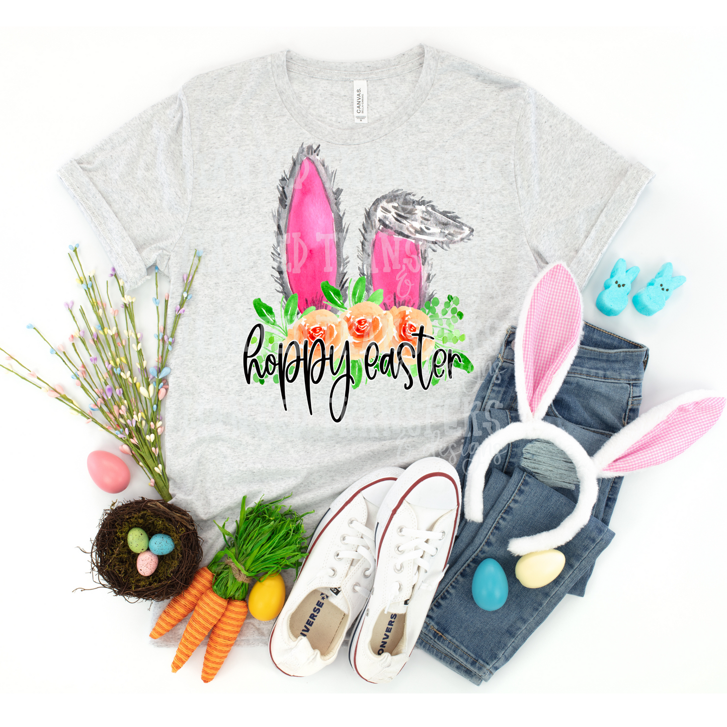 Boho Happy Easter Bunny Ears Exclusive Sublimation Transfer