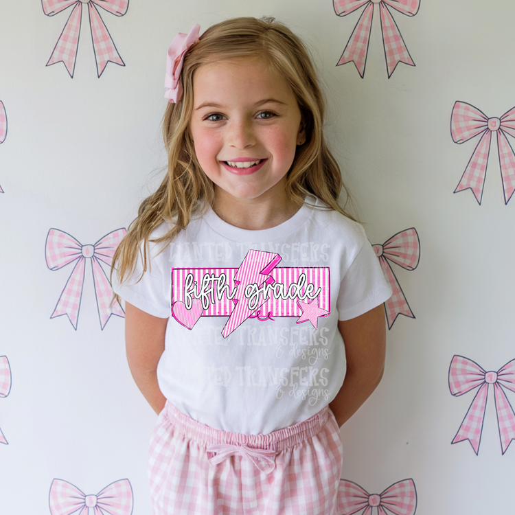 Retro Pink Fifth Grade Exclusive Sublimation Transfer