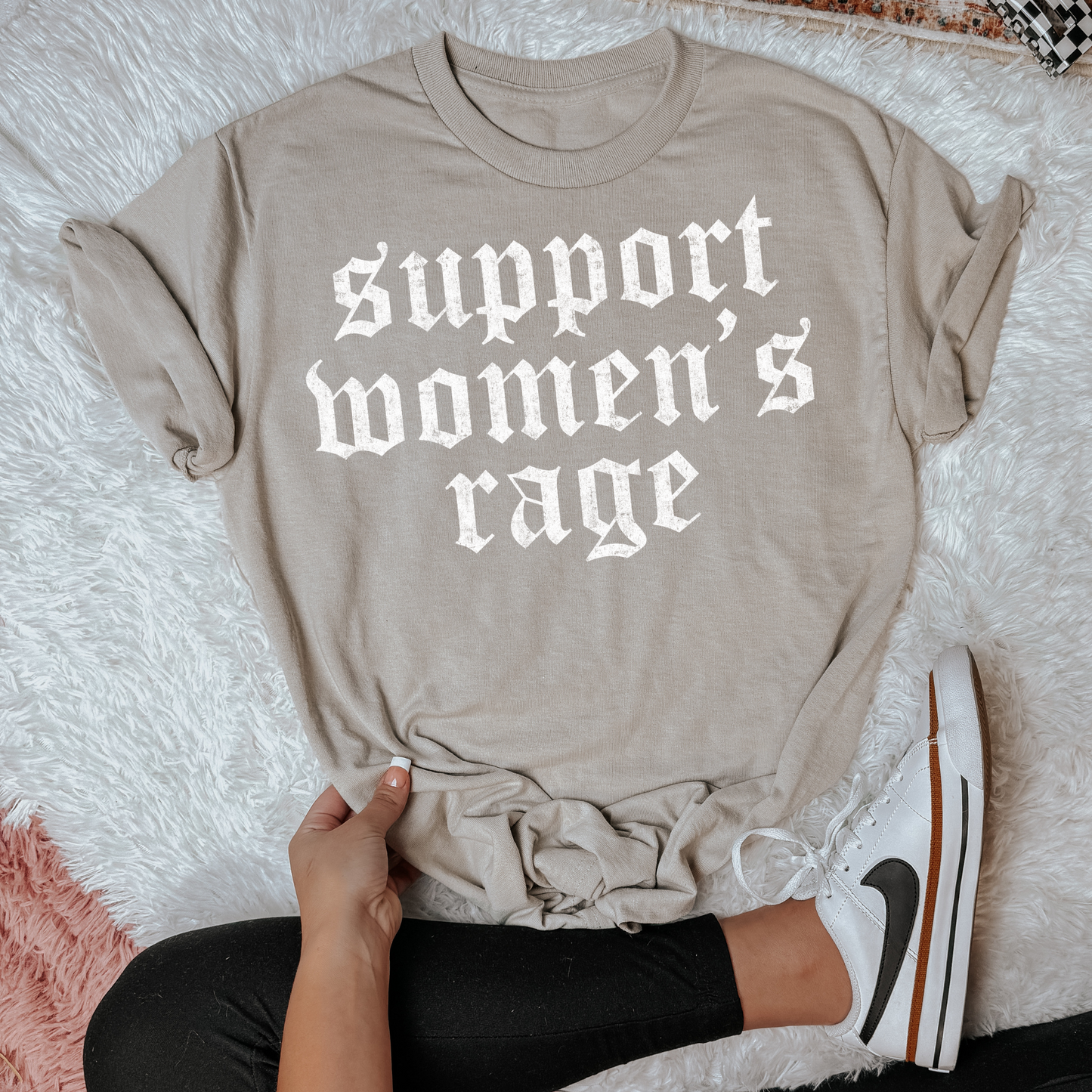Support Women's Rage White DTF Transfer