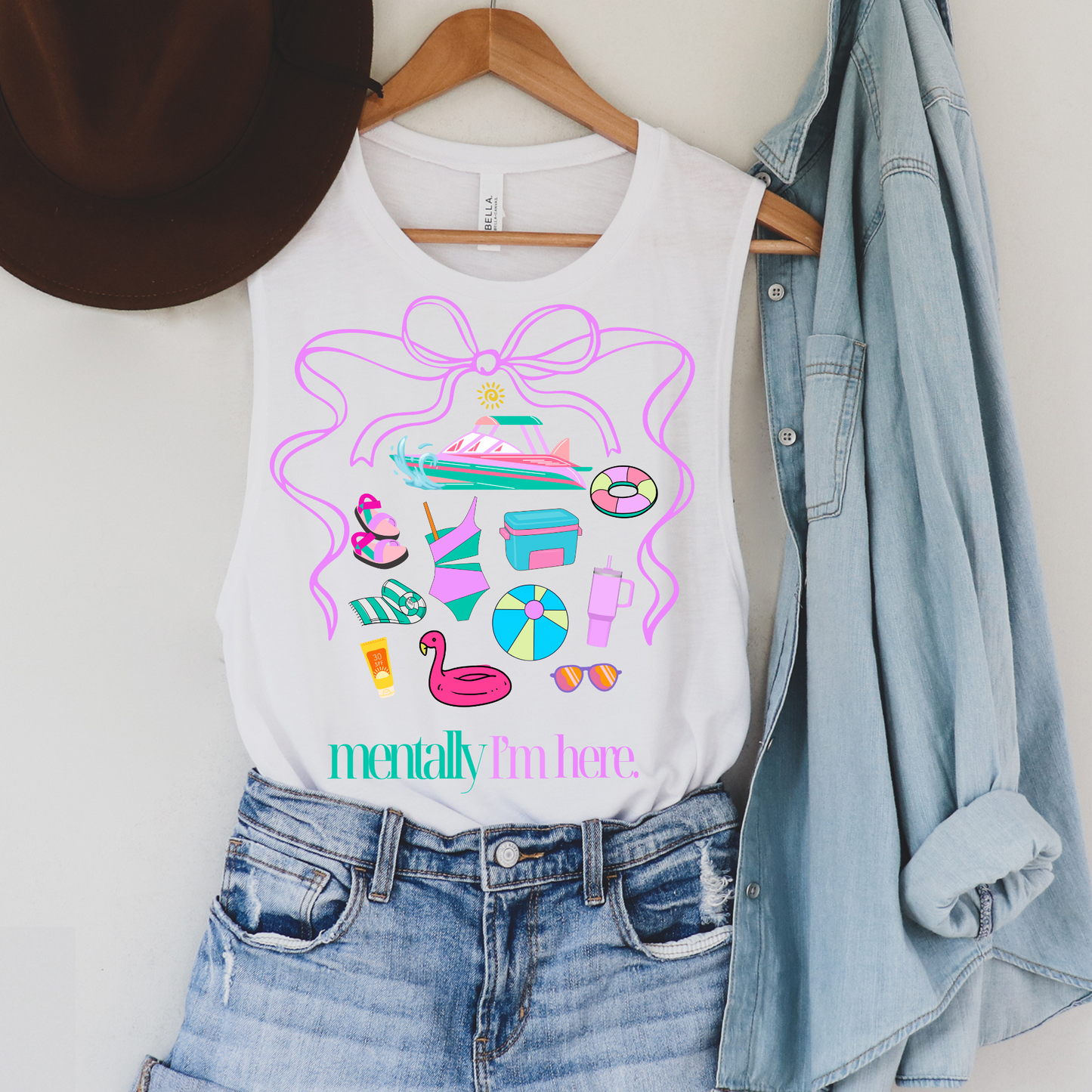 Mentally, I'm Here Pool Summer DTF Transfer