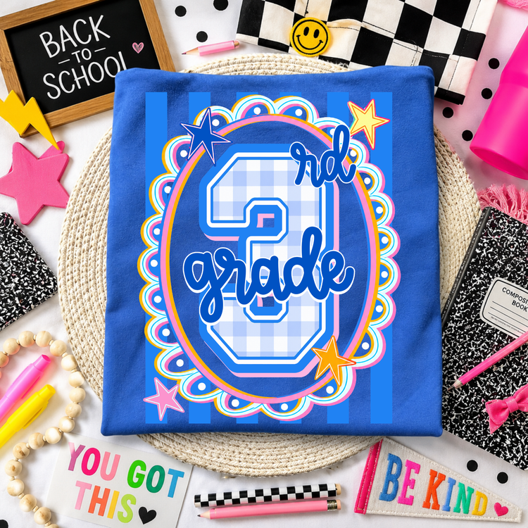 3rd Blue Preppy Frame Back to School DTF Transfer