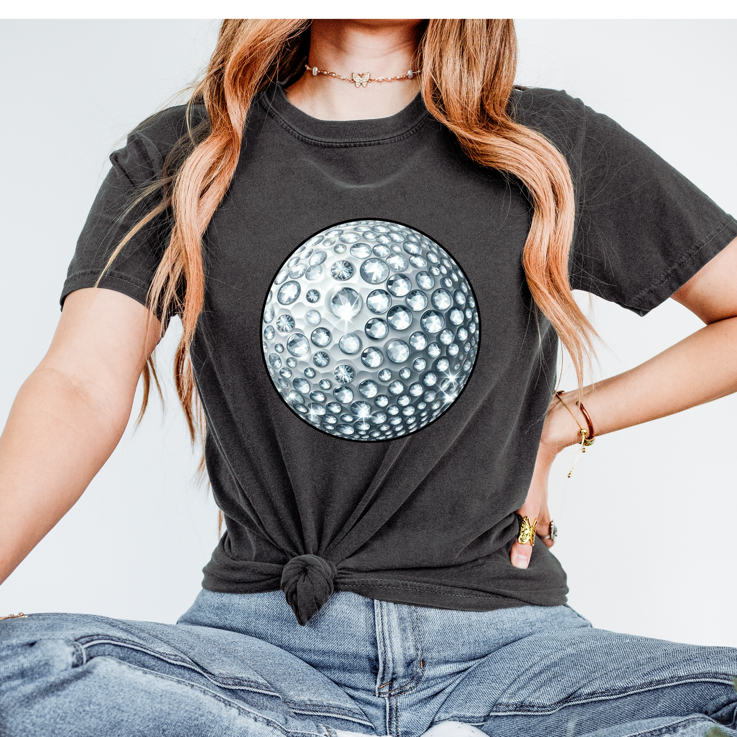 Faux Rhinestone Golf Ball DTF Transfer