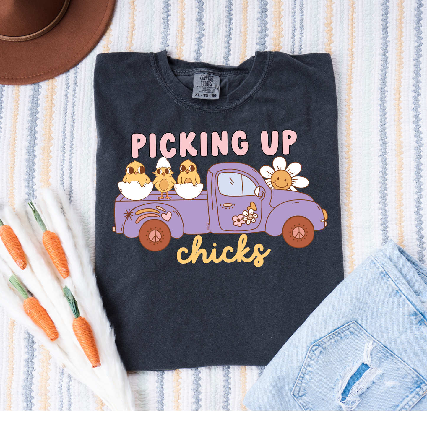 Picking Up Chicks Truck Easter DTF Transfer