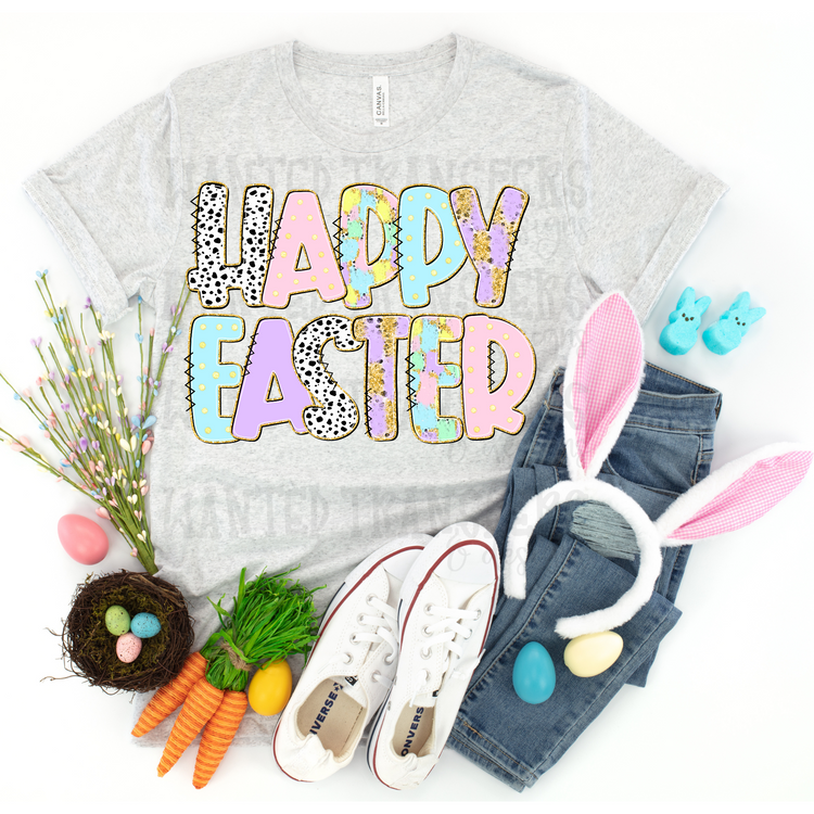 Happy Easter Polka Dot Brushstroke DTF Transfer