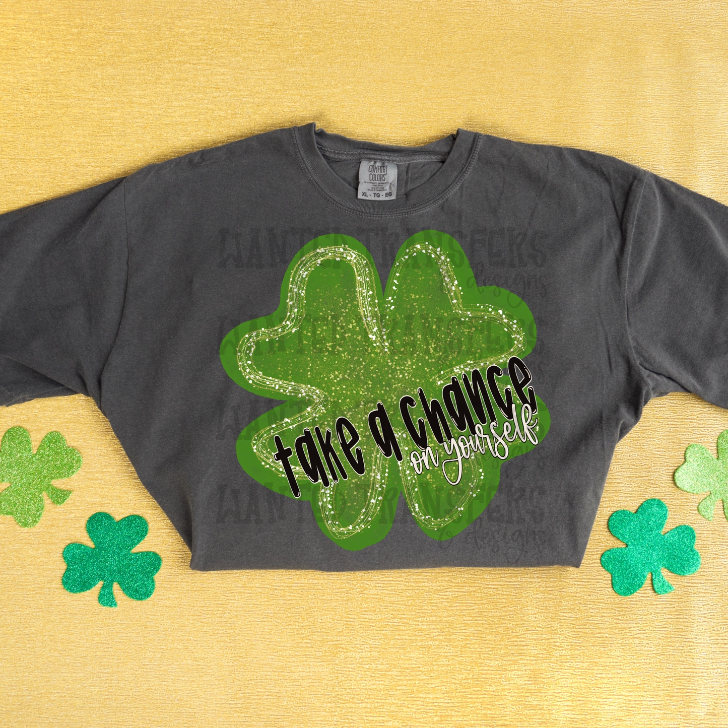 Take a Chance on Yourself Clover Saint Patrick's Day PNG Digital Download