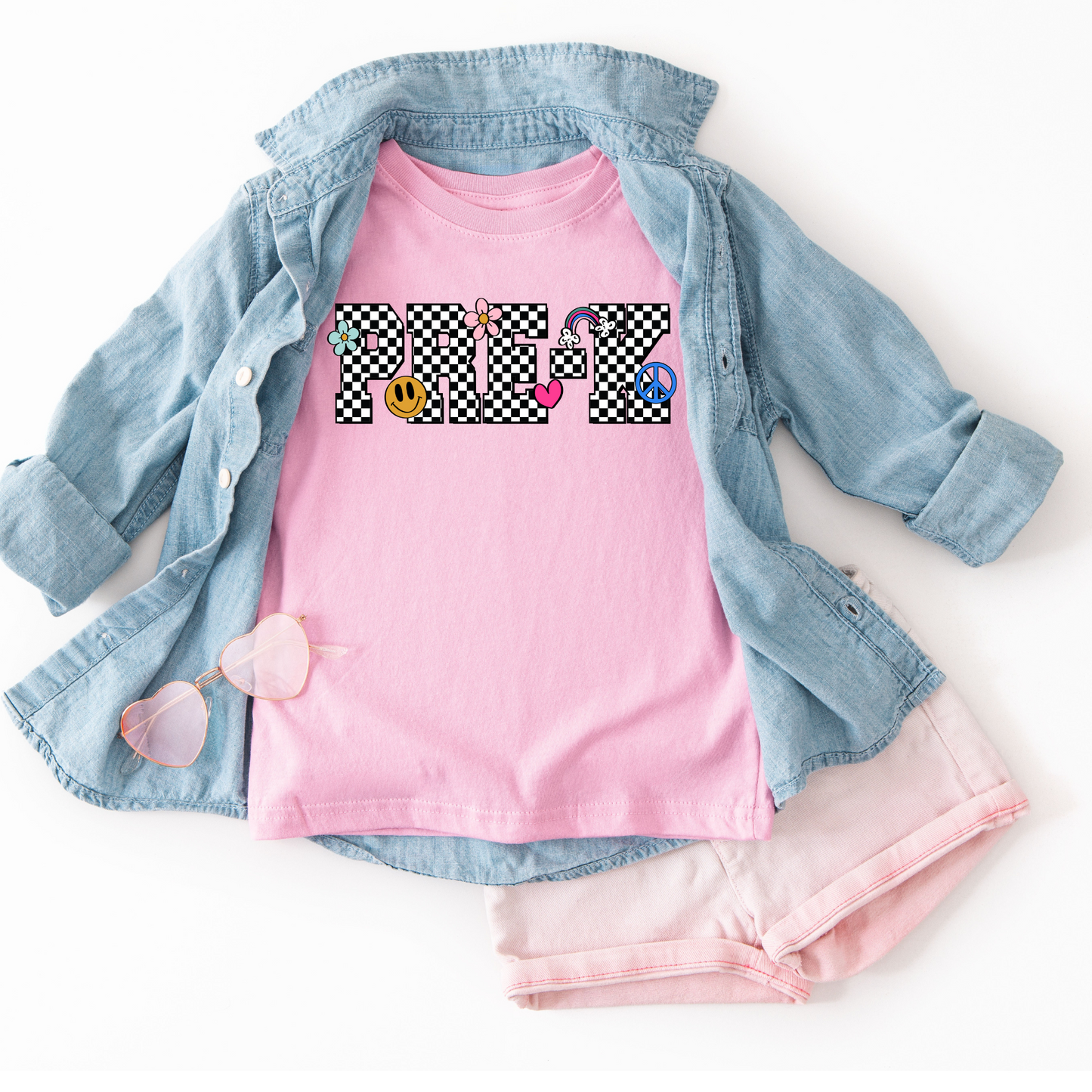 Pre-K Retro Pink Checkered DTF Transfers