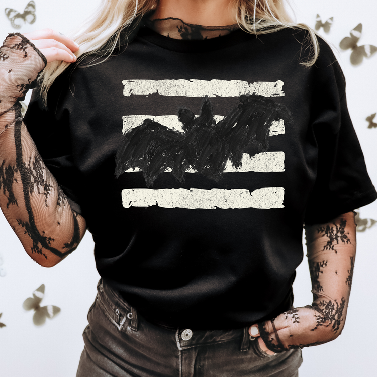 White Striped Bat Halloween DTF Transfer