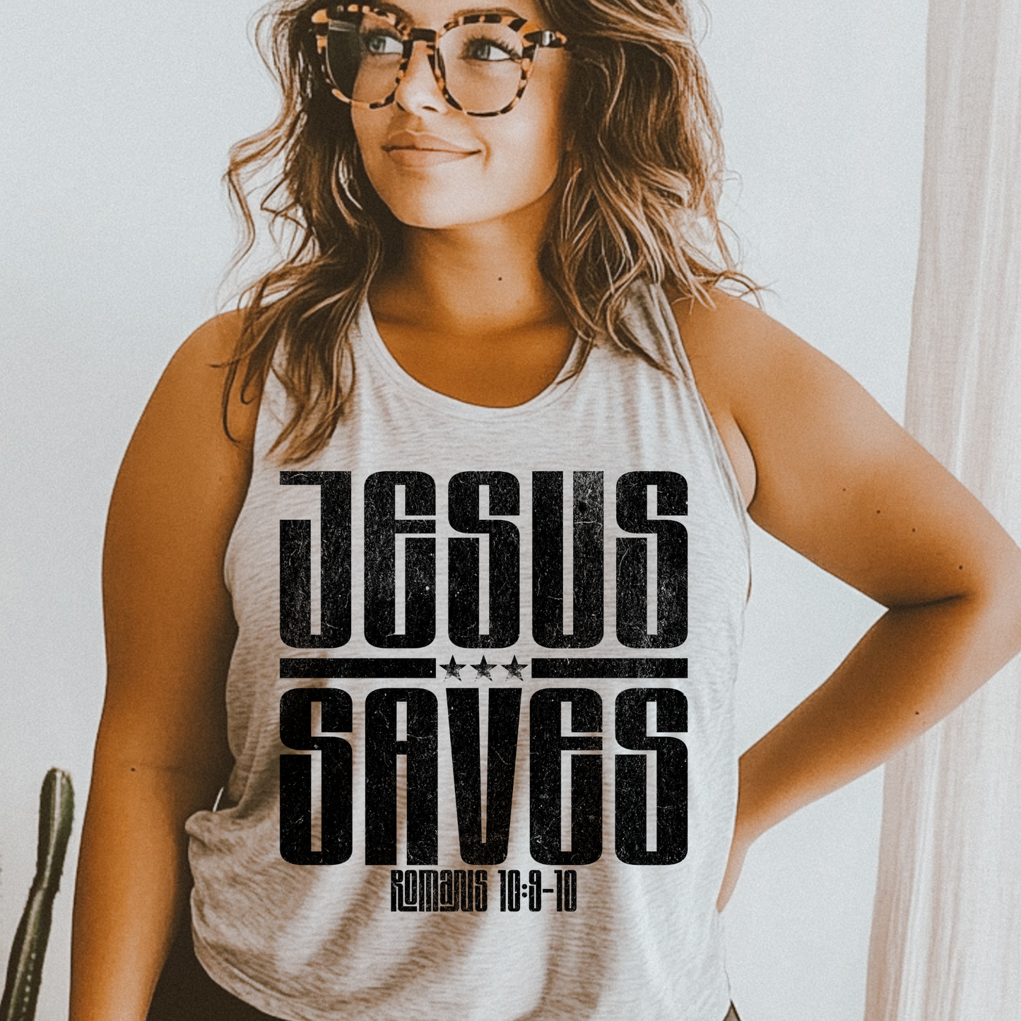 Jesus Saves Black Grunge Faith DTF Transfer