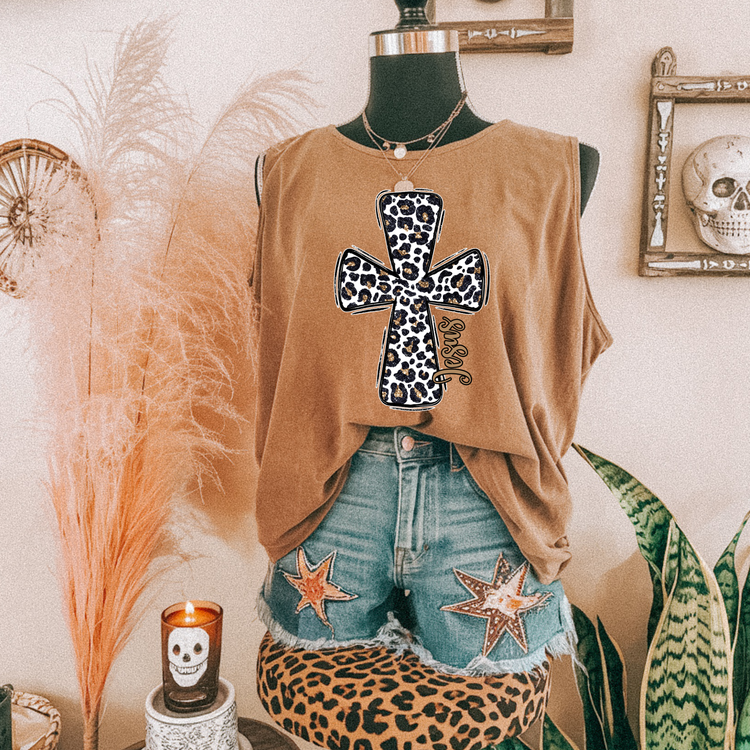 Leopard Cross Faith DTF Transfer