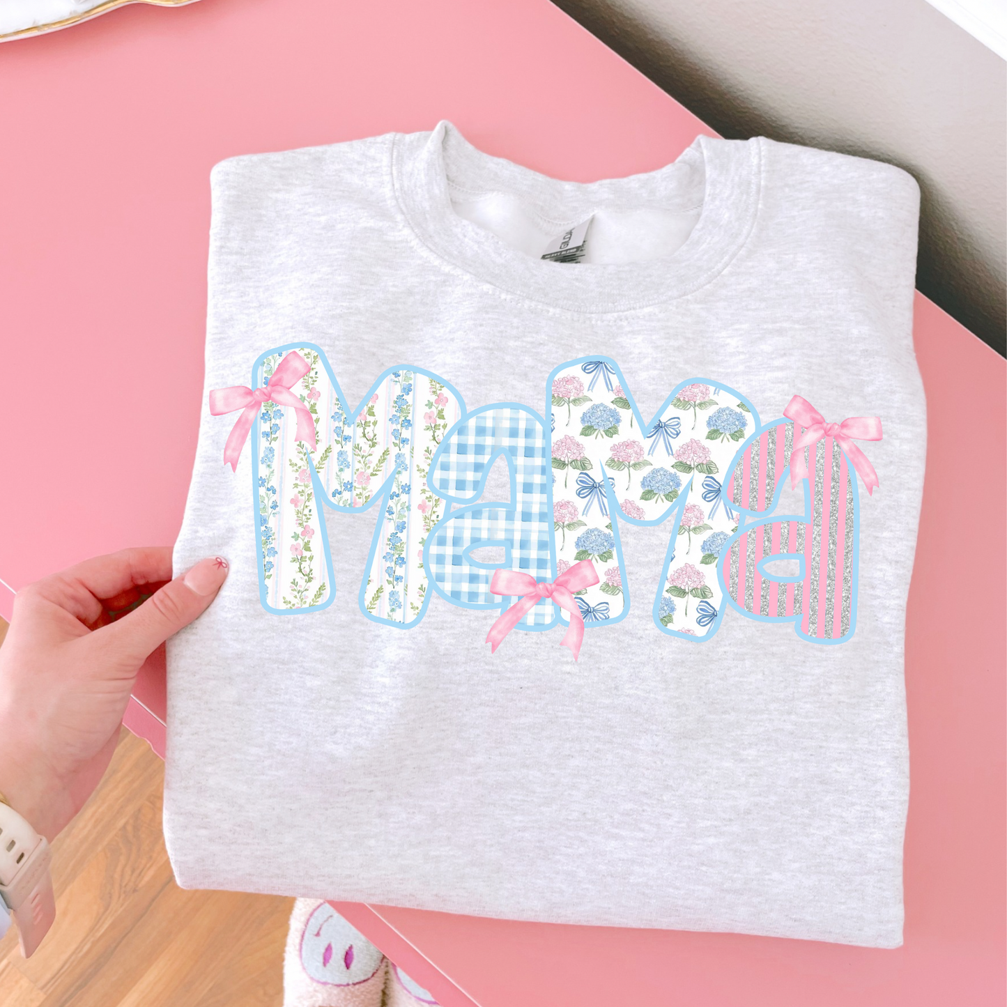 Mama Blue Floral DTF Transfer