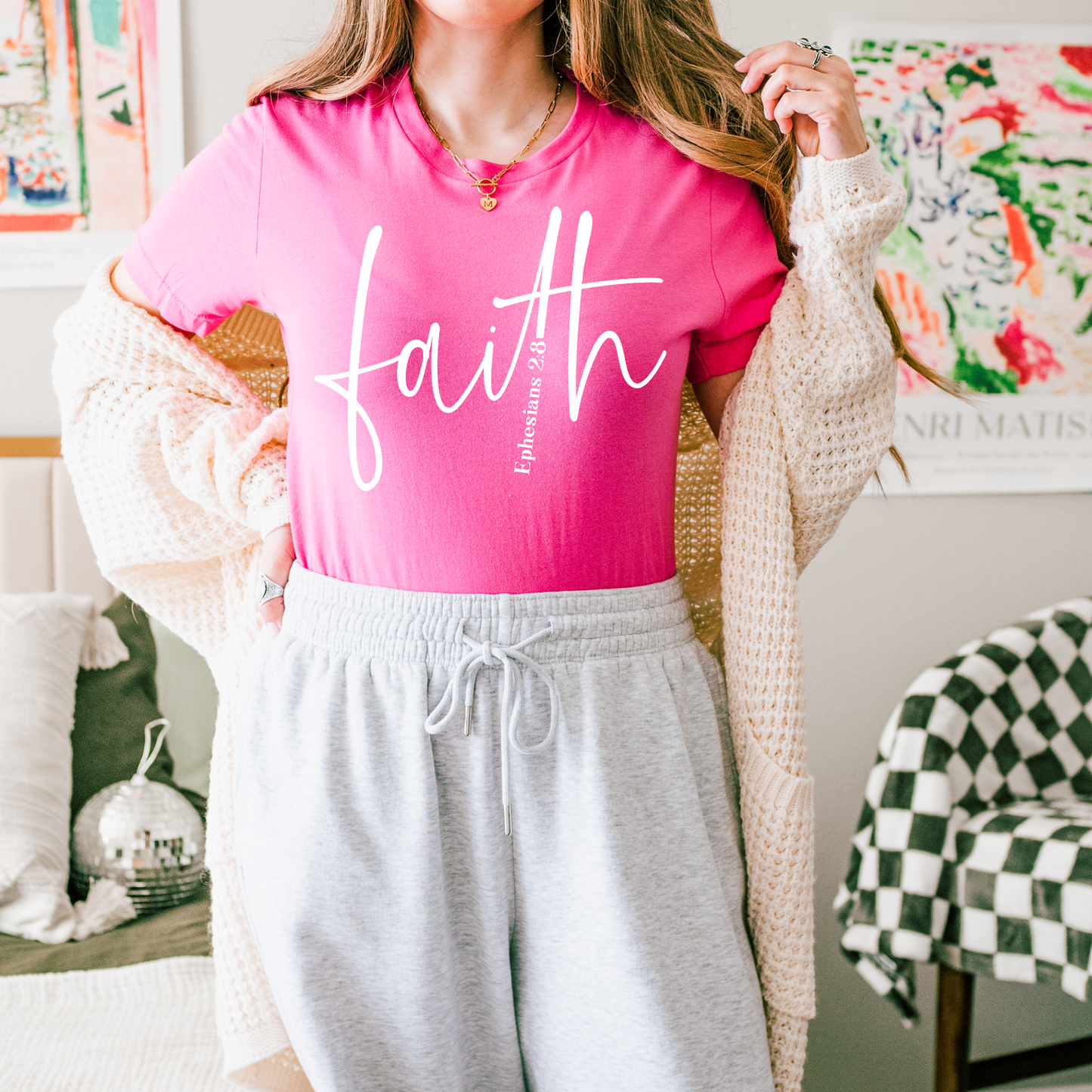 Bible Verse Esphesians 2:8 White Font Faith DTF Transfer