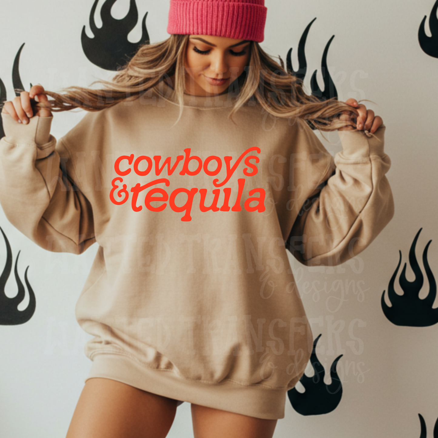 Cowboys & Tequila Red Western DTF Transfer