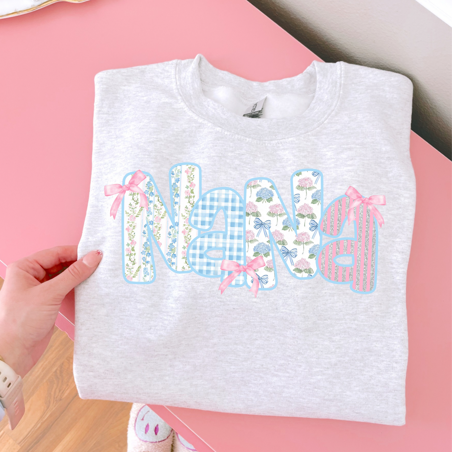 Nana Blue Floral DTF Transfer