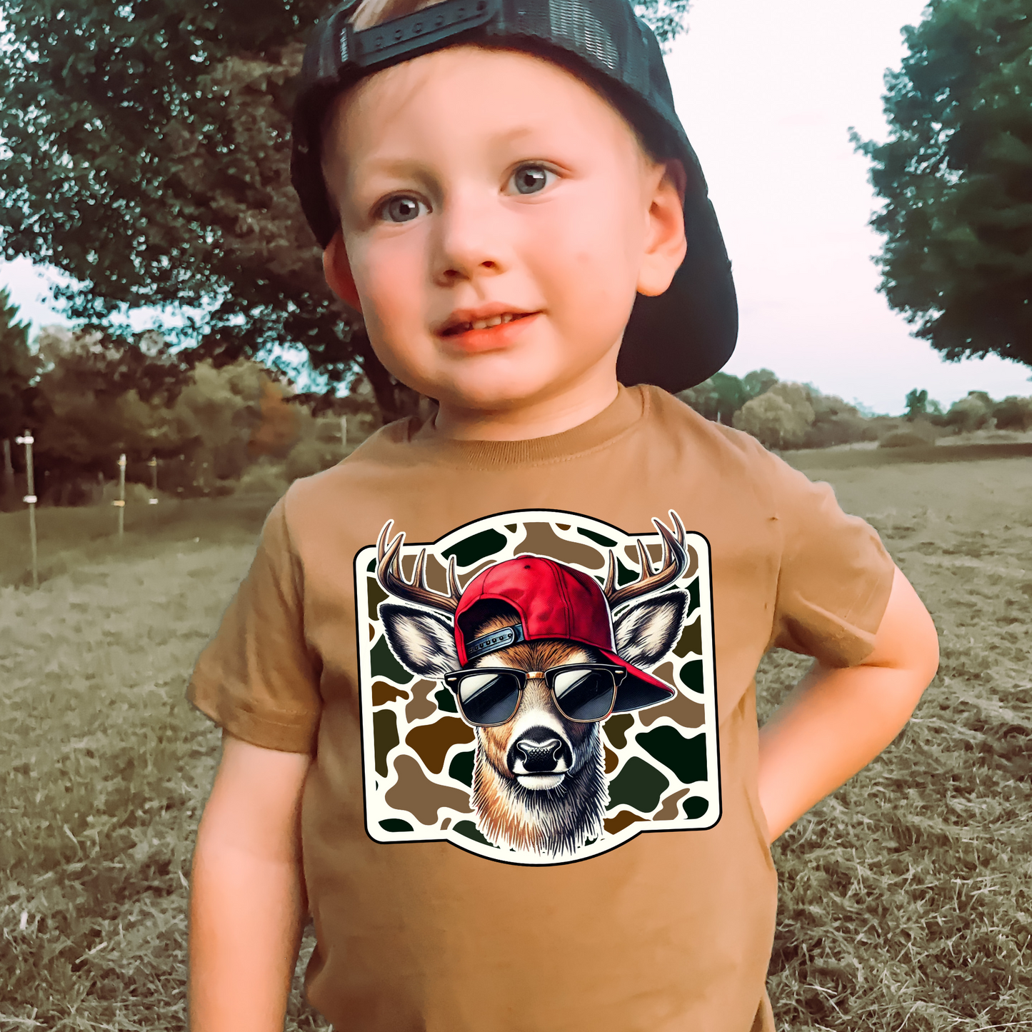 Deer Snapback Camo Trendy DTF Transfer